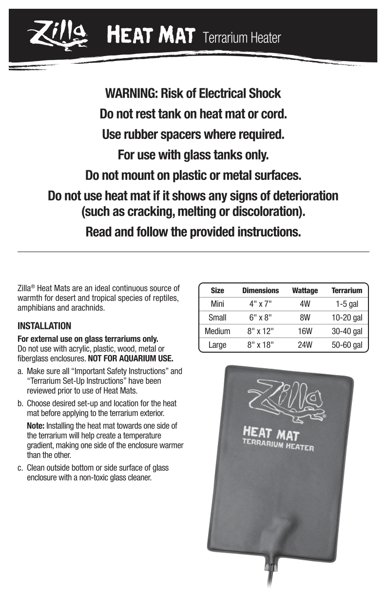 Carbon Fiber Heat Map installation instructions and warnings